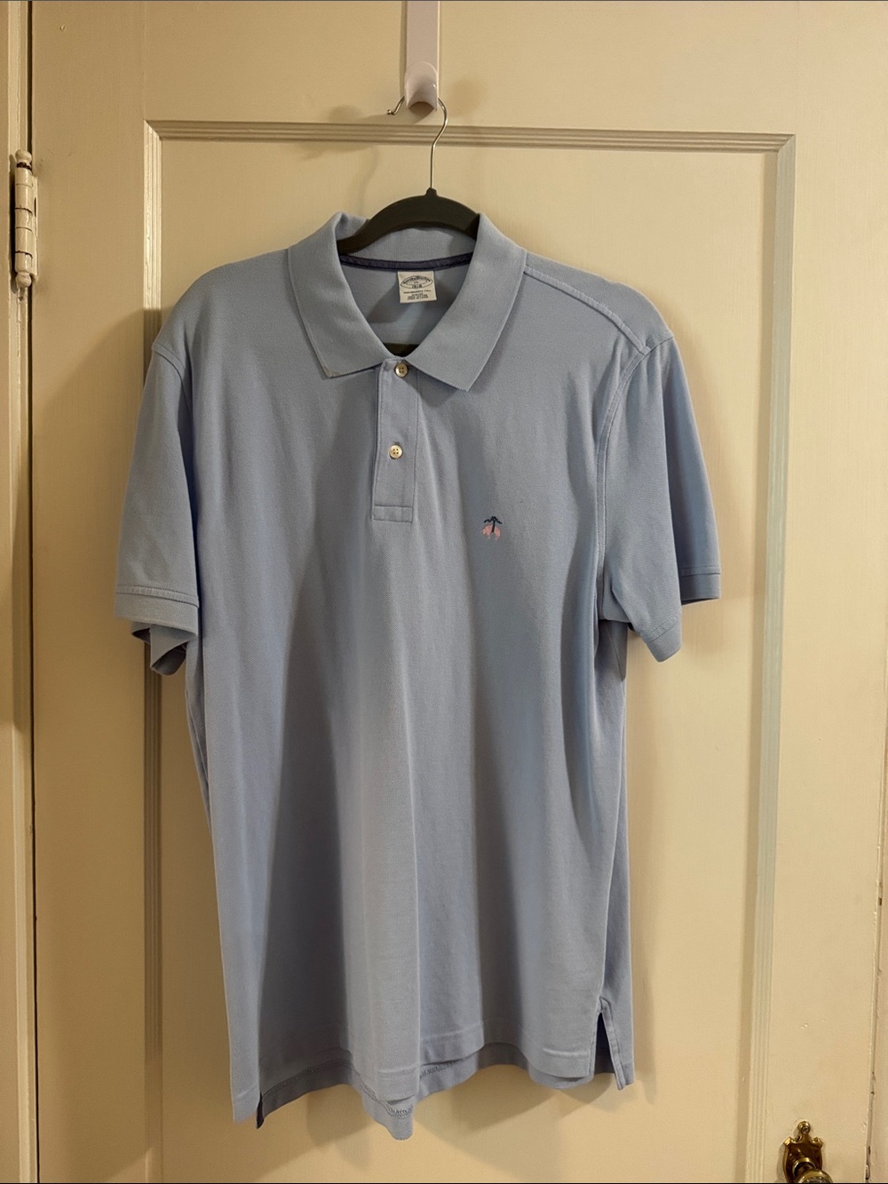 Brooks Brothers Blue Short-Sleeve Polo with Embroidered Logo